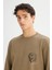 Erkek Baskılı Sweatshirt Khaki 5
