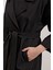 Kadın BDART Desenli Polyester Trençkot, Şal Yaka Siyah 4