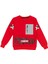 Erkek Çocuk Önü Arkası Stronger Yazı Desenli Fermuar Cepli Kırmızı Sweatshirt 1