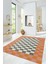 Geometrik Dama Desenli Yıkanabilir Kaymaz Taban Salon Halısı 4