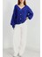 Saks Mavi Renk Balon Kol Triko Hırka 2