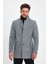 Erkek Açık Gri Kaşe Kaban Slim Fit Hakim Yaka Günlük Tarz 1