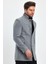 Erkek Açık Gri Kaşe Kaban Slim Fit Hakim Yaka Günlük Tarz 2