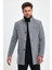 Erkek Açık Gri Kaşe Kaban Slim Fit Hakim Yaka Günlük Tarz 5