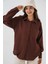 Kadın BDART Cep Detaylı Oversize Düğmeli Keten Karışımlı Gömlek Brown 5