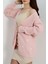 Pembe Renk Nakışlı Balon Kol Triko Hırka 3