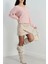 Pembe Renk Nakışlı Balon Kol Triko Hırka 5