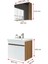 Star Banyo Dolabı Seti ( 60 cm Egzotik Meşe & Parlak Beyaz Aynalı Lavabolu Mdf ) 3