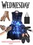Işıklı Wednesday Kostüm Elbise+Wednesday Babet + Çanta +Kemer+Tül Eldiven+El Parti Doğum Günü Seti 1