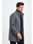 Erkek Dar Kalıp Gri Kaşe Kaban Dik Yaka Astarlı Kalın Günlük Stil 4