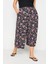 Büyük Beden Kadın Desenli Bol Kesim Likralı Kapri Pantolon 145046 Çiçekli Polyester 2