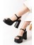 Kadın Tek Bantlı (12cm) Platformlu Topuklu Ayakkabı siyah 2