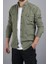 Slim Fit Erkek Pamuklu Kot Gömlek Yeşil 1