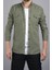 Slim Fit Erkek Pamuklu Kot Gömlek Yeşil 2