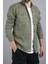 Slim Fit Erkek Pamuklu Kot Gömlek Yeşil 3