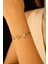 Kadın Beyaz Mineli Yonca Objeli Gold Renkli Çelik Bileklik 1