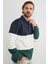 Renk Bloklu Polo Yaka Yarım Düğmeli Pike Sweatshirt 1