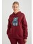 3 Iplik Kot Ayıcık Nakışlı Oversize Kapüşonlu Sweatshirt 1