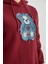 3 Iplik Kot Ayıcık Nakışlı Oversize Kapüşonlu Sweatshirt 6