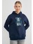 3 Iplik Kot Ayıcık Nakışlı Oversize Kapüşonlu Sweatshirt 1
