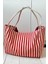 Kırmızı Çizgili Desen Dokuma Plaj Çantası 2