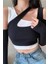 Kadın İkili Crop Bluz Seti Straplez Kolsuz Siyah Beyaz Modern Tasarım 3