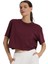 Sedona Cropped Kadın Bordo Günlük Stil T-Shirt 25KK1034-BRD 6