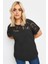 Büyük Beden Bisiklet Yaka Tül Detaylı Kısa Kollu T-Shirt 321125 1