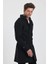 Erkek Siyah Kruvaze Yaka Uzun Dar Kalıp Kaşe Kaban Slim Fit Günlük Kullanım İçin 6