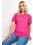 Büyük Beden Bisiklet Yaka Tül Detaylı Kısa Kollu T-Shirt 321835 1