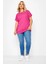 Büyük Beden Bisiklet Yaka Tül Detaylı Kısa Kollu T-Shirt 321835 4
