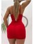 Premium Büzgülü Mini Elbise Kadınlar İçin Gece Şıklığı Kırmızı Renk Slim Silüet 8