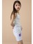 Gri Patili Cute Baskılı Kız Çocuk Beli Lastikli Şort 20727 4