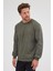Erkek Haki Standart Fit Normal Kesim Pamuklu Basic Bisiklet Yaka Sweatshirt 4