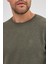 Erkek Haki Standart Fit Normal Kesim Pamuklu Basic Bisiklet Yaka Sweatshirt 5