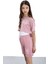 Koyu Pembe Patili Cute Baskılı Kız Çocuk Beli Lastikli Şort 20758 3