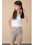 Kahve Patili Cute Baskılı Kız Çocuk Beli Lastikli Şort 20729 1