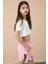 Pembe Yanları Yırtmaçlı Çiçek Baskılı Beli Lastikli Kız Çocuk Şort 20736 2