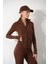 Kahverengi Water Proof Fermuar Çift Cepli Light Warm Running Ceketi Eşofman Üstü 1