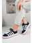 Unisxe Klasik Bağcıklı Ortopedik Spor Sneaker Ayakkabı-Lacivert 2