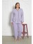%100 Pamuklu Uzun Kollu Boydan Düğmeli Büyük Beden Kadın Pijama Takımı 206 2