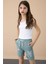 Yeşil Patili Cute Baskılı Kız Çocuk Beli Lastikli Şort 20730 3