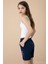 Lacivert Patili Cute Baskılı Kız Çocuk Beli Lastikli Şort 20732 4