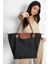 Katlanır Fermuarlı Büyük Boy Siyah Taba Kadın El Kol Omuz ve Plaj Çantası 1