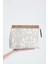 Kadın Krem Otantik Desen Clutch Çanta 1