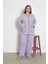 %100 Pamuklu Uzun Kollu Boydan Düğmeli Büyük Beden Kadın Pijama Takımı 206 1