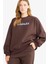 Oversize Geniş Kalıp Bisiklet Yaka Baskılı Sweatshirt G1823AX25WN 1