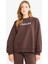 Oversize Geniş Kalıp Bisiklet Yaka Baskılı Sweatshirt G1823AX25WN 4