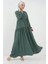 2527 Kadın Uzun Tesettür Elbise - Zümrüt Yeşili 1