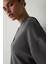 Antrasit Kapüşonlu Modal Crop Sweatshirt 5